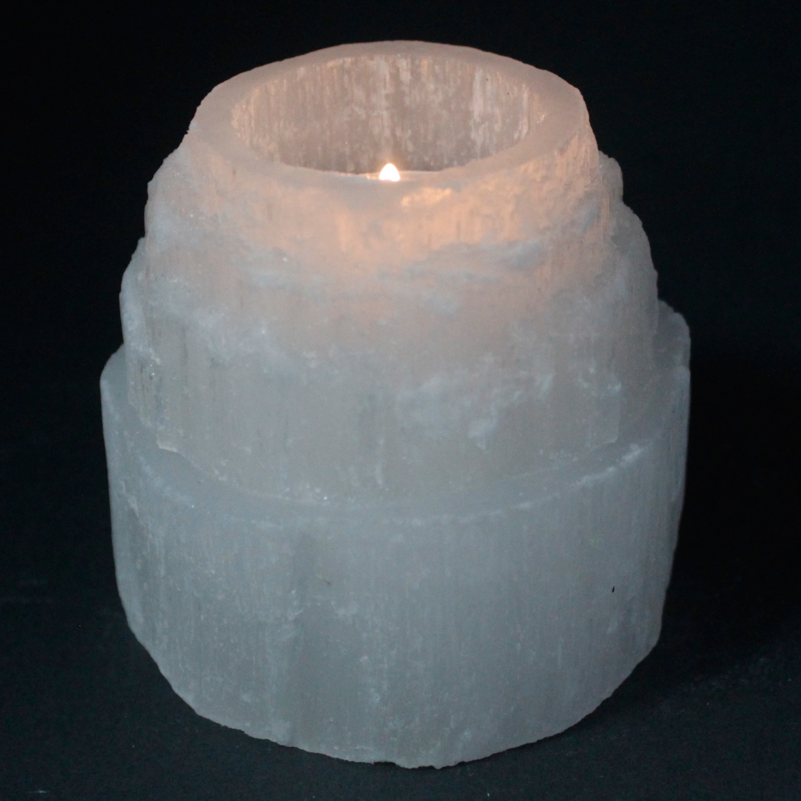Selenite Mountain Top Candle Holder - Click Image to Close